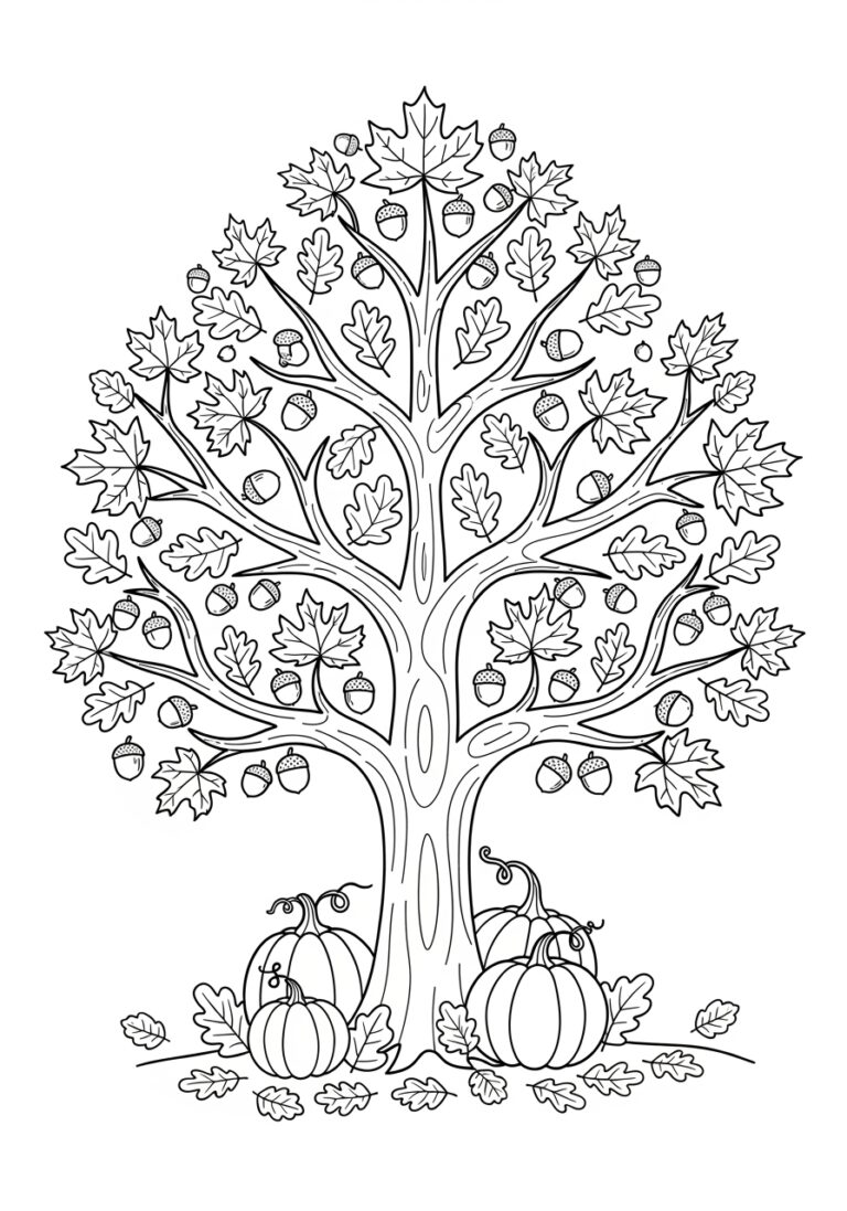 Thanksgiving Tree Coloring Page