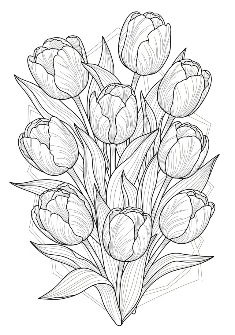 Tulip Coloring Page for Adults