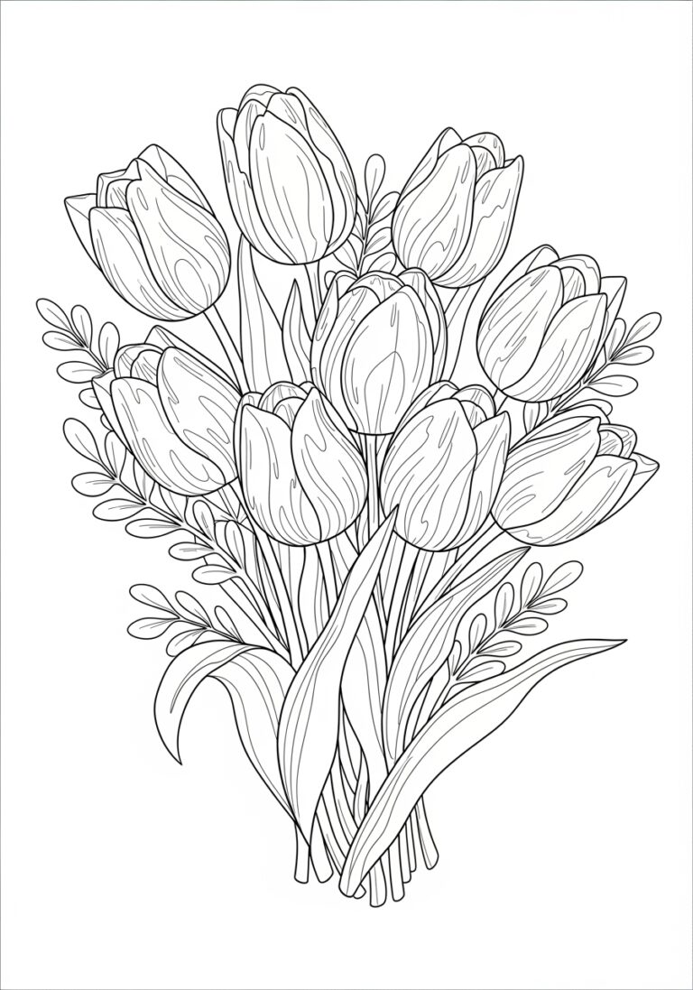 Tulip Flower Coloring Page