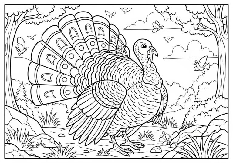 Turkey Coloring Page Colored