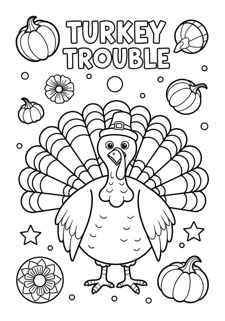 Turkey Trouble Coloring Page