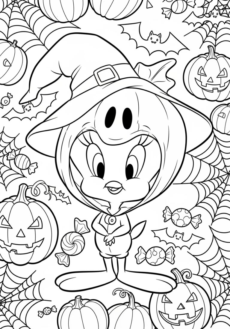 Tweety in Halloween Costume Coloring Page