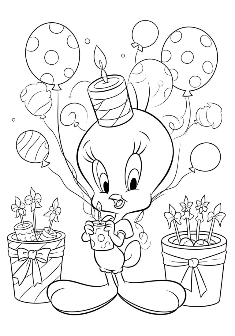 Tweety’s Birthday Party Coloring Page