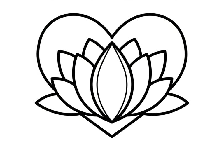 Valentine’s Day Lotus Heart Coloring Page