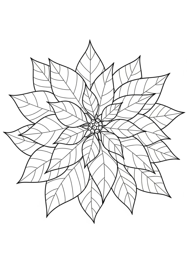 Valentine’s Day Poinsettia Coloring Page