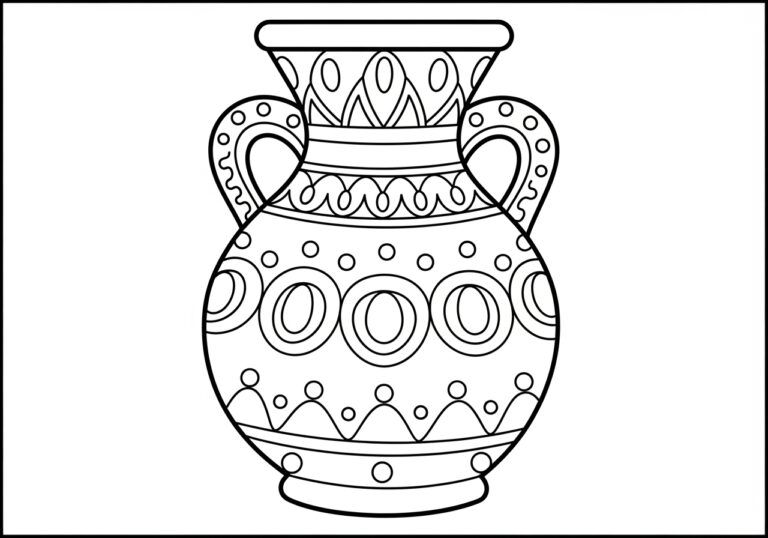 Vase and Fairy Tale Character Coloring Page
