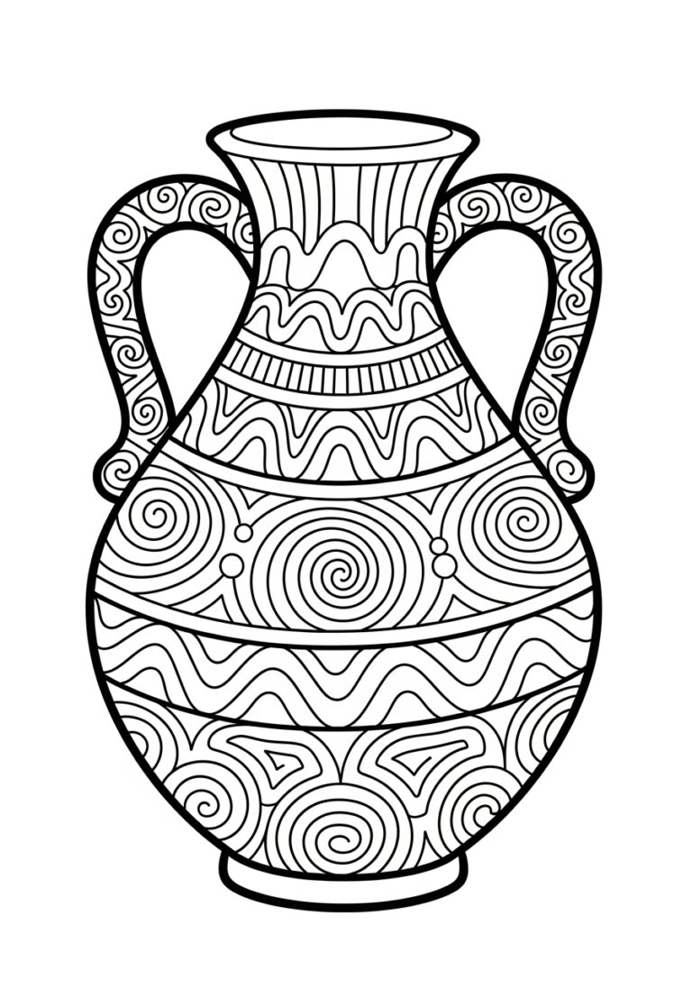 Vase with Abstract Patterns Coloring Page