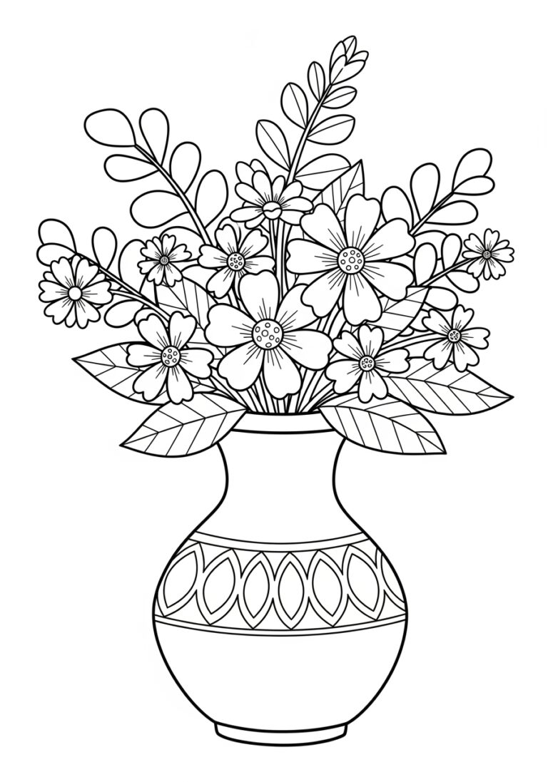 Vase with Flowers Coloring Page