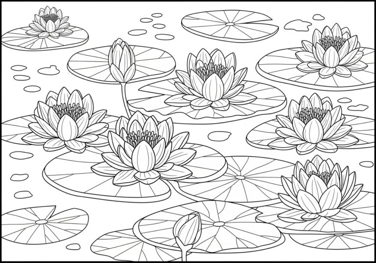 Water Lily Coloring Page