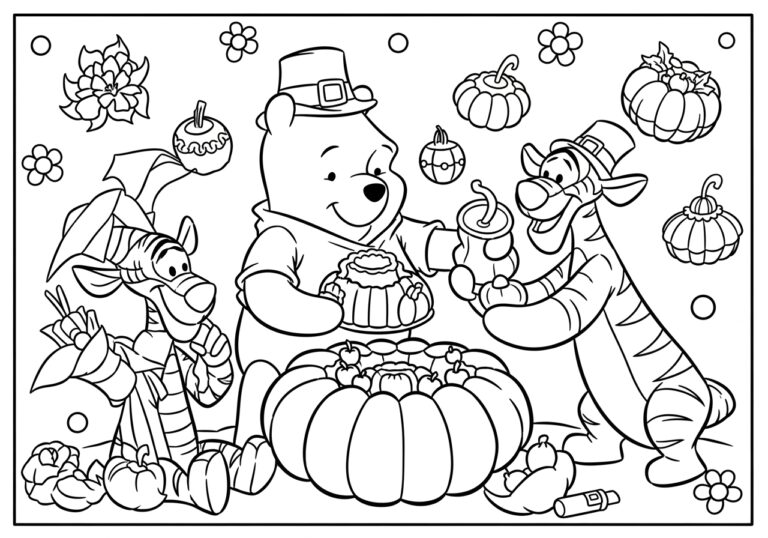 Winnie the Pooh Thanksgiving Coloring Page