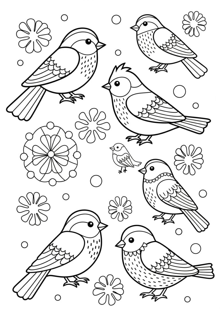 Winter Bird Coloring Page