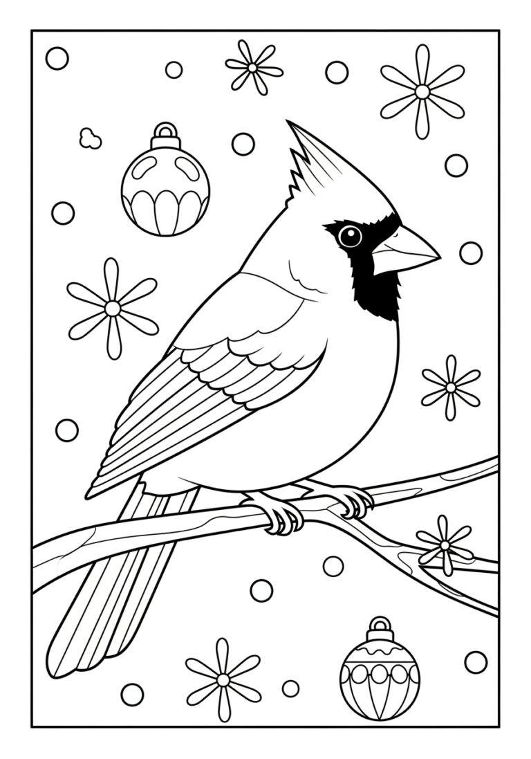 Winter Cardinal Coloring Page