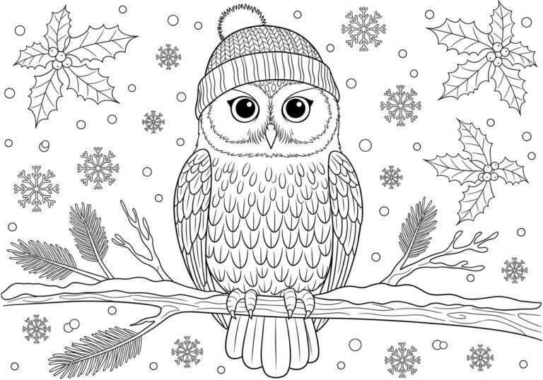 Winter Owl Coloring Page