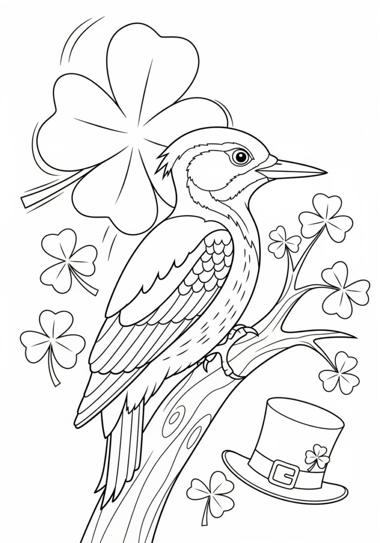 Woodpecker St. Patrick’s Day Coloring Page
