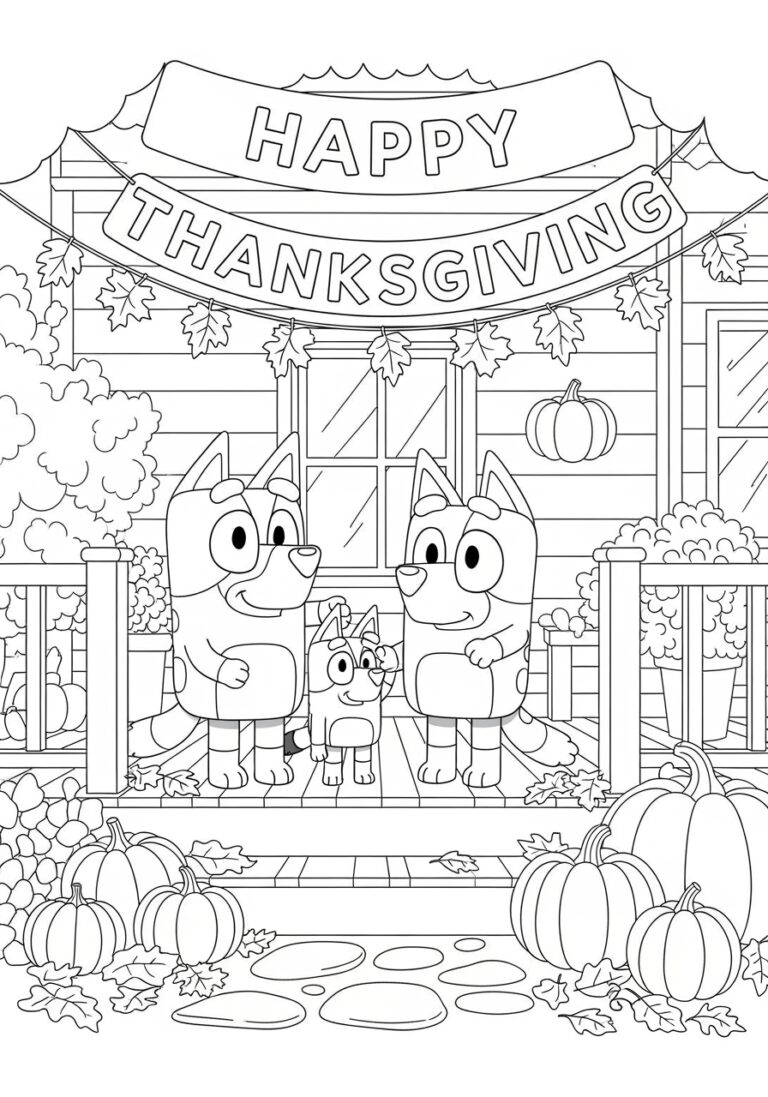 Bluey Thanksgiving Coloring Page