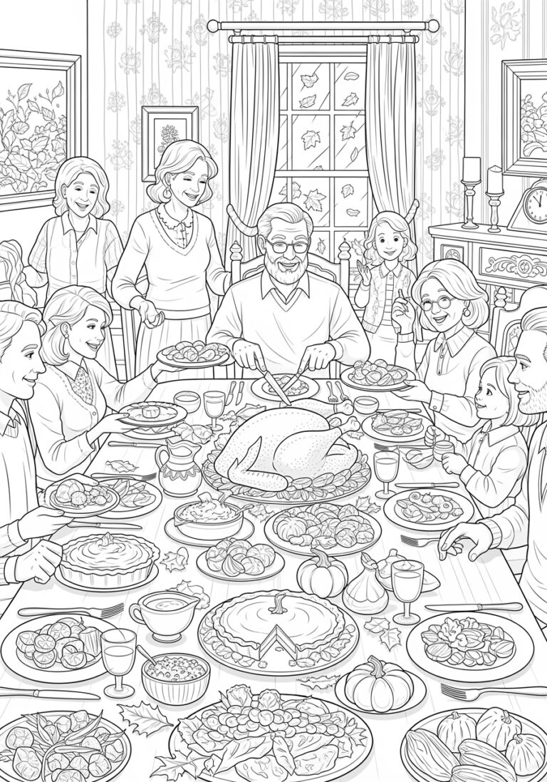 Thanksgiving Dinner Coloring Page