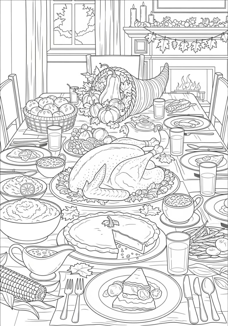 Thanksgiving Plate Coloring Page