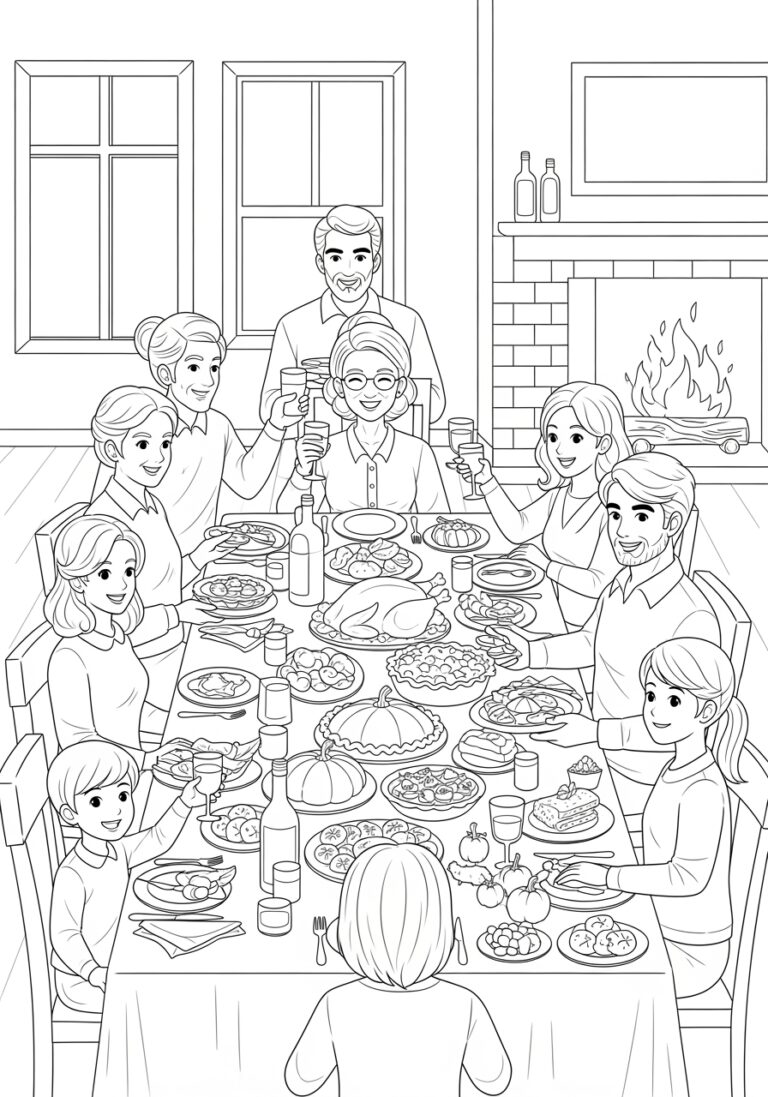 Thanksgiving Themed Coloring Page