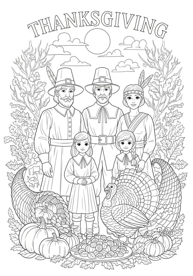 Vintage Thanksgiving Coloring Page