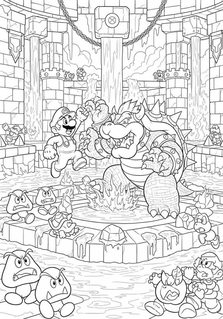 Super Mario Bros Bowser Coloring Page