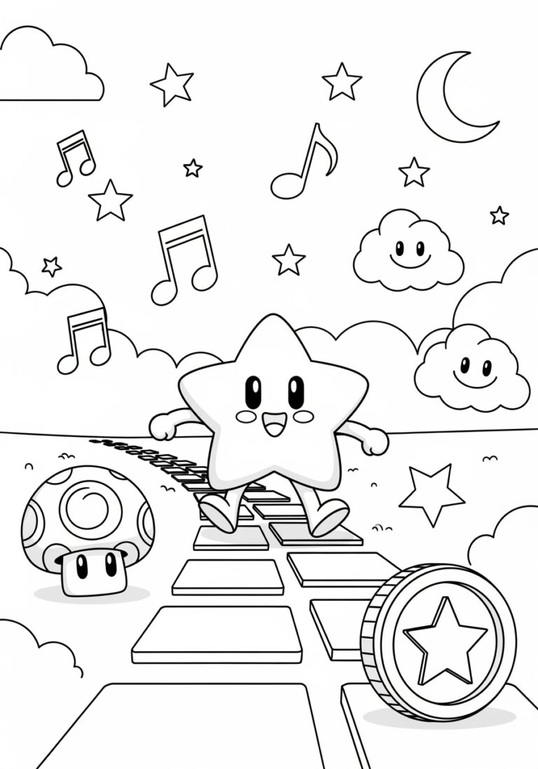 Super Mario Star Coloring Page