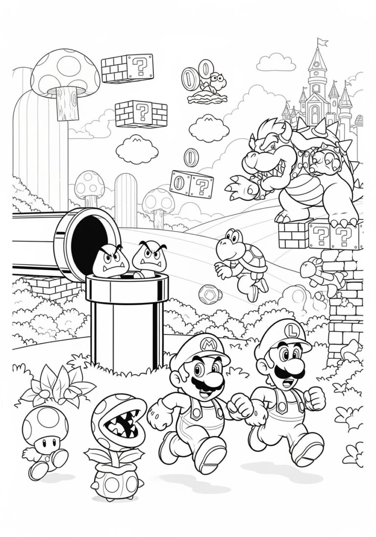Super Mario Bros U Deluxe Coloring Page