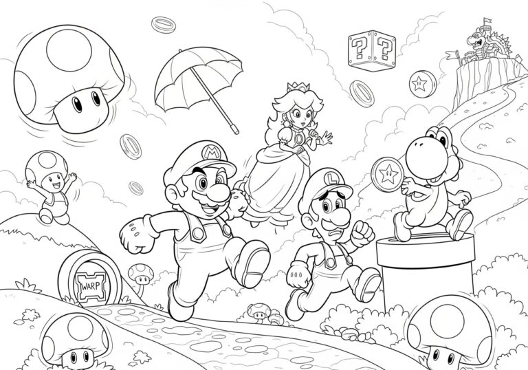 Super Mario 3D Coloring Page