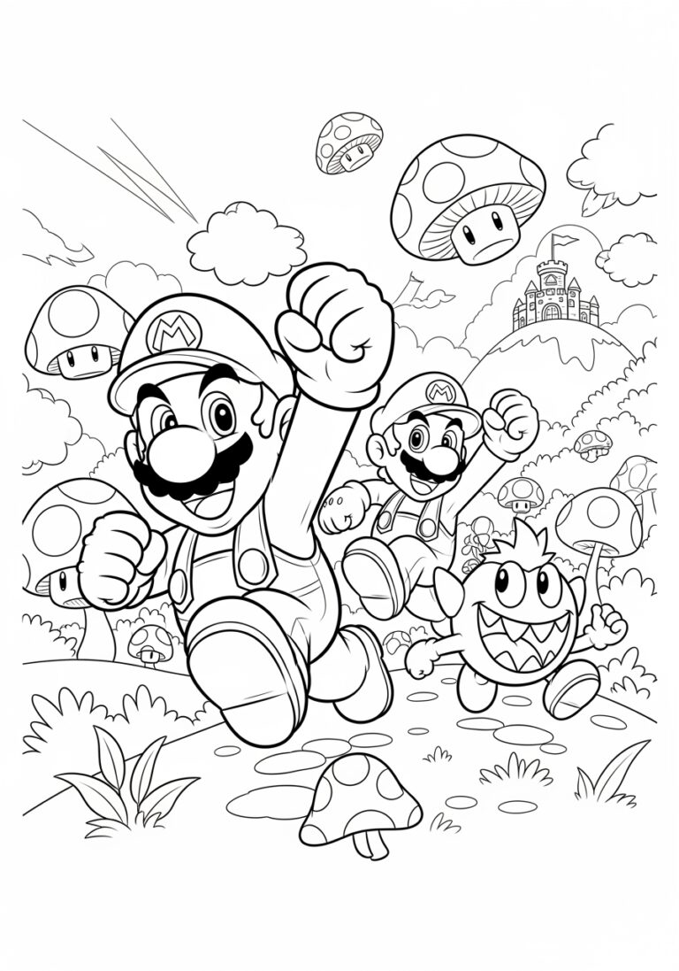 Super Mario Deluxe Coloring Page