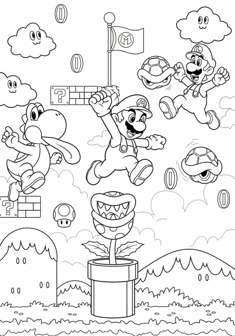 Coloring Page Mario Bros