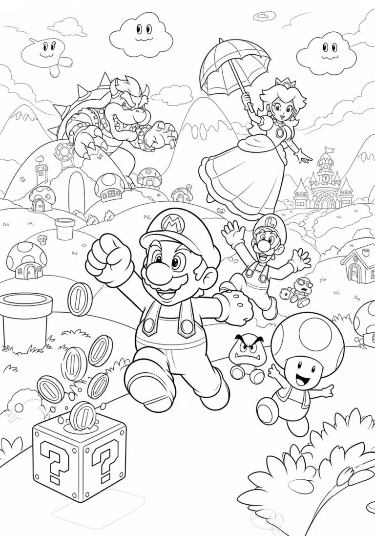 Coloring Page Mario Brothers
