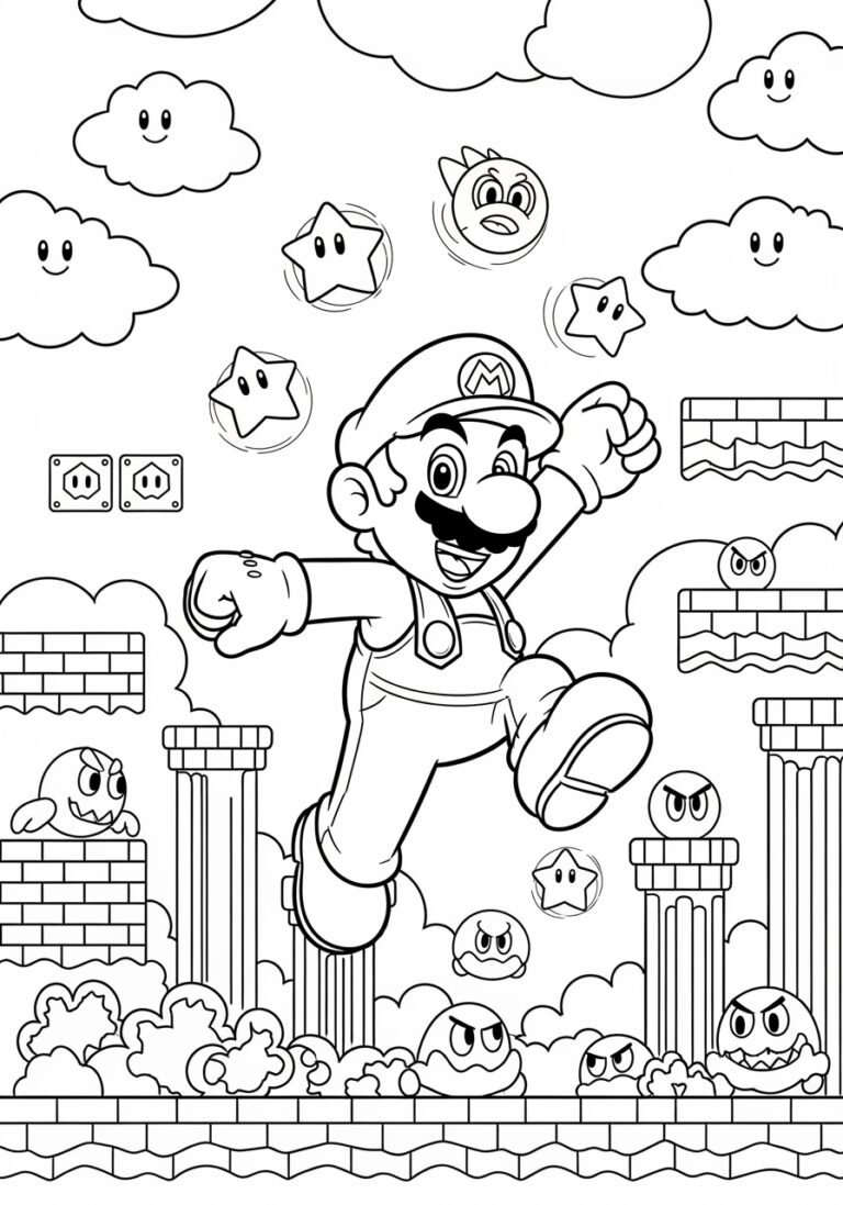 Mario Coloring Game Coloring Page