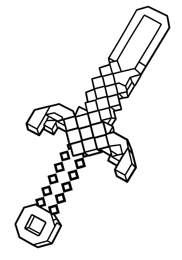 Coloring Page Minecraft Sword