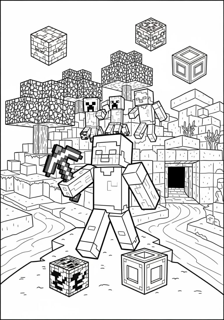Easy Minecraft Coloring Page