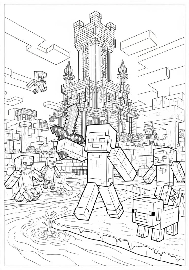 Cool Minecraft Coloring Page