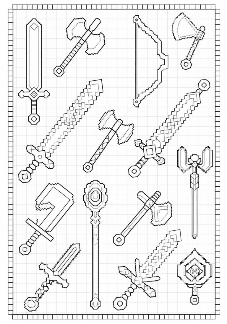 Minecraft Weapon Coloring Page