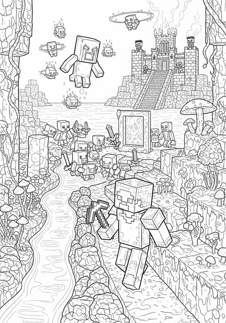 Minecraft Nether Coloring Page