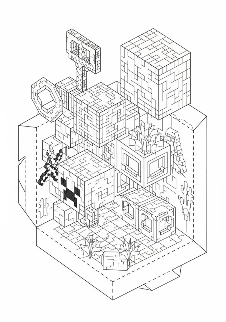 Minecraft Papercraft Coloring Page