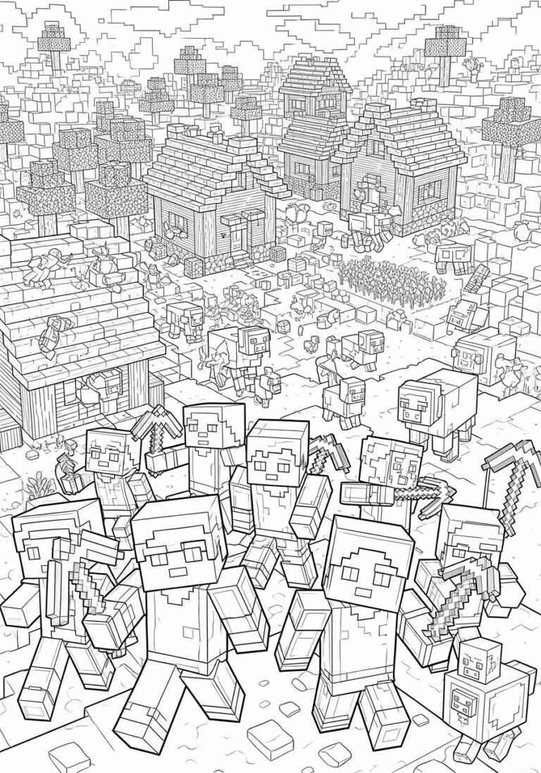 Detailed Minecraft Coloring Page