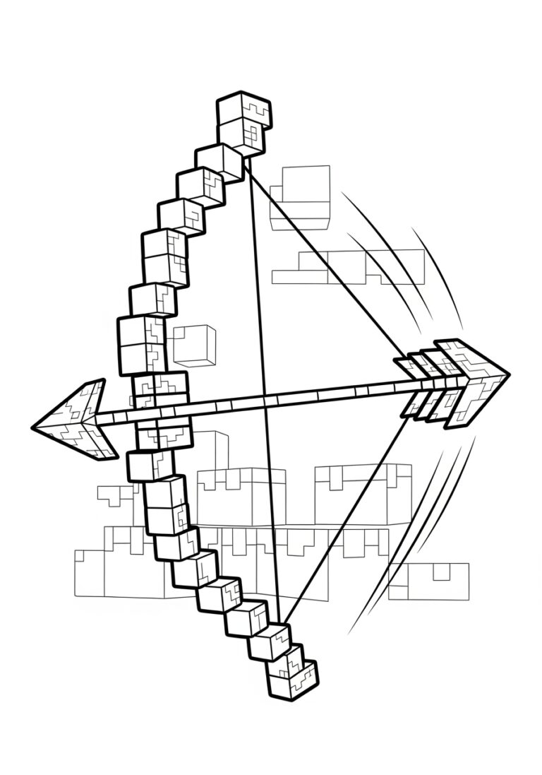 Minecraft Bow and Arrow Coloring Page