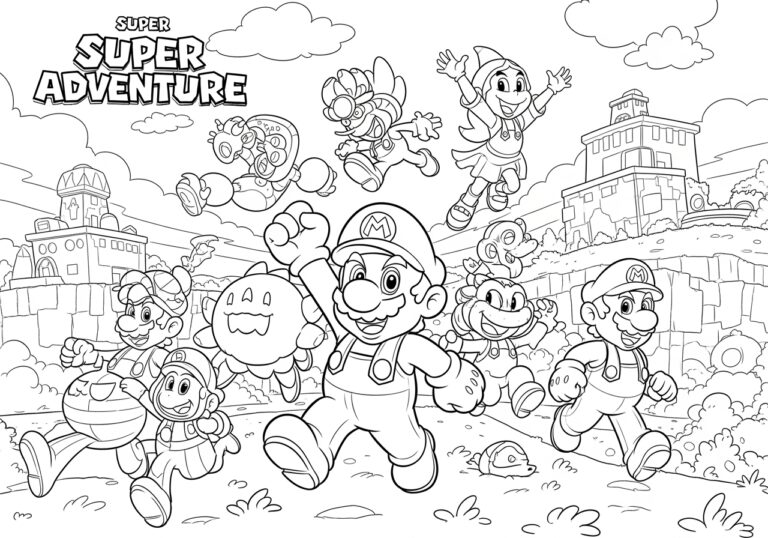 Super Mario and Friends Coloring Page