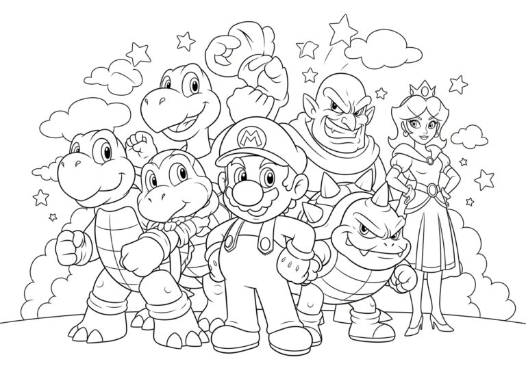 Coloriage Mario Et Ses Amis Imprimer Gratuitement Pour Les Enfants
