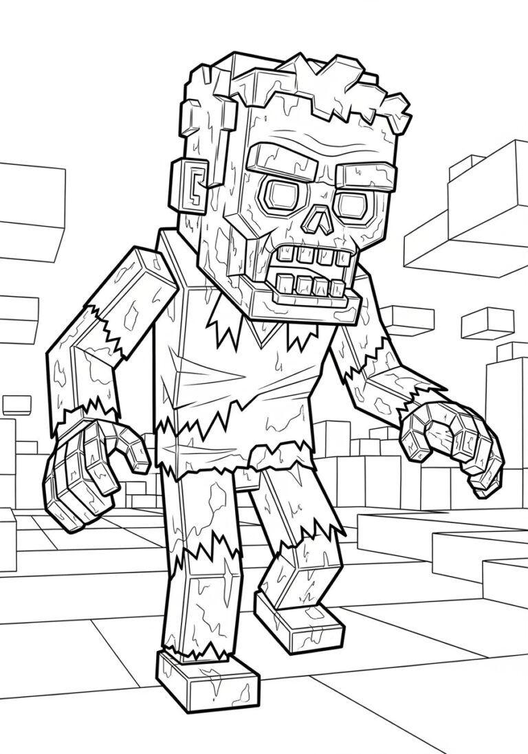 Minecraft Coloring Page Zombie