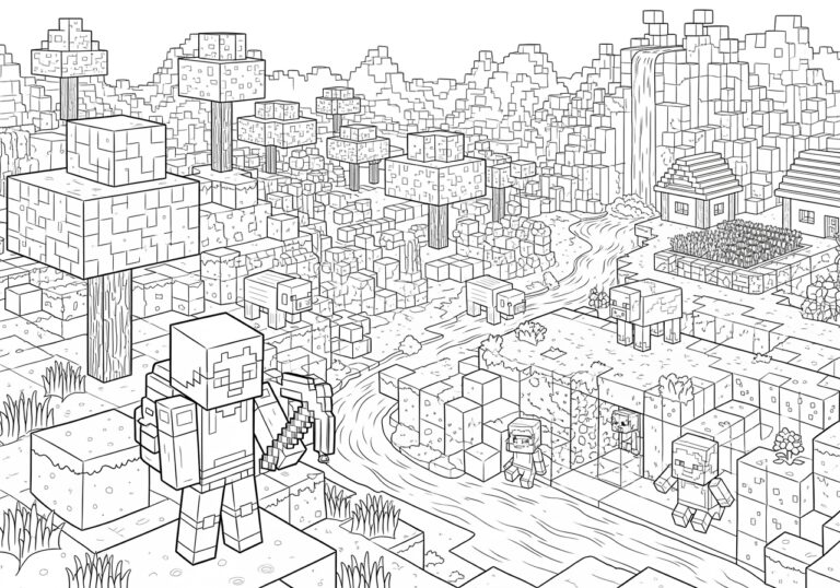 Hard Minecraft Coloring Page