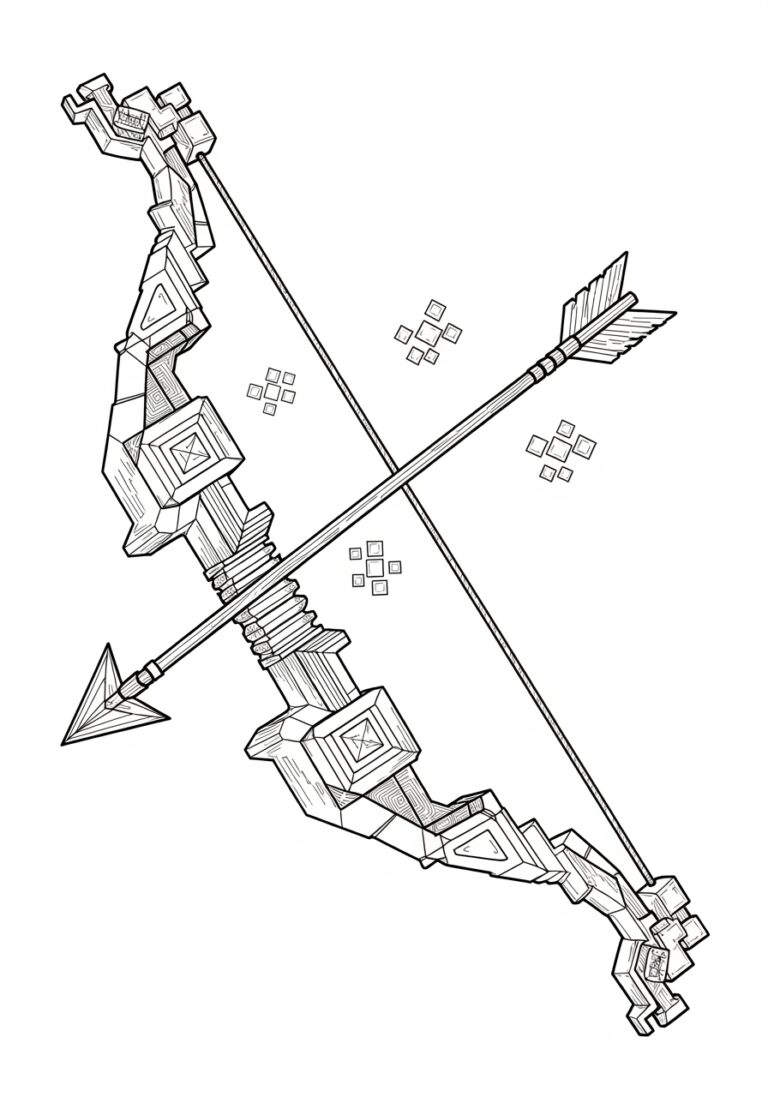 Minecraft Bow Coloring Page