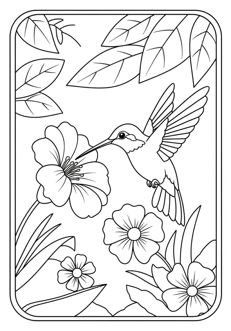 Easy Hummingbird Coloring Page