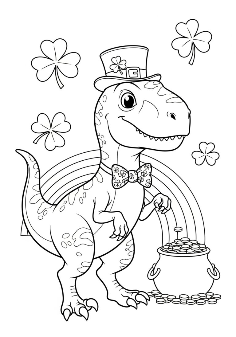 Raptor with a St. Patrick’s Day Theme Coloring Page
