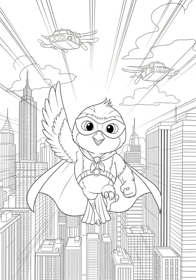 Tweety Superhero Adventure Coloring Page