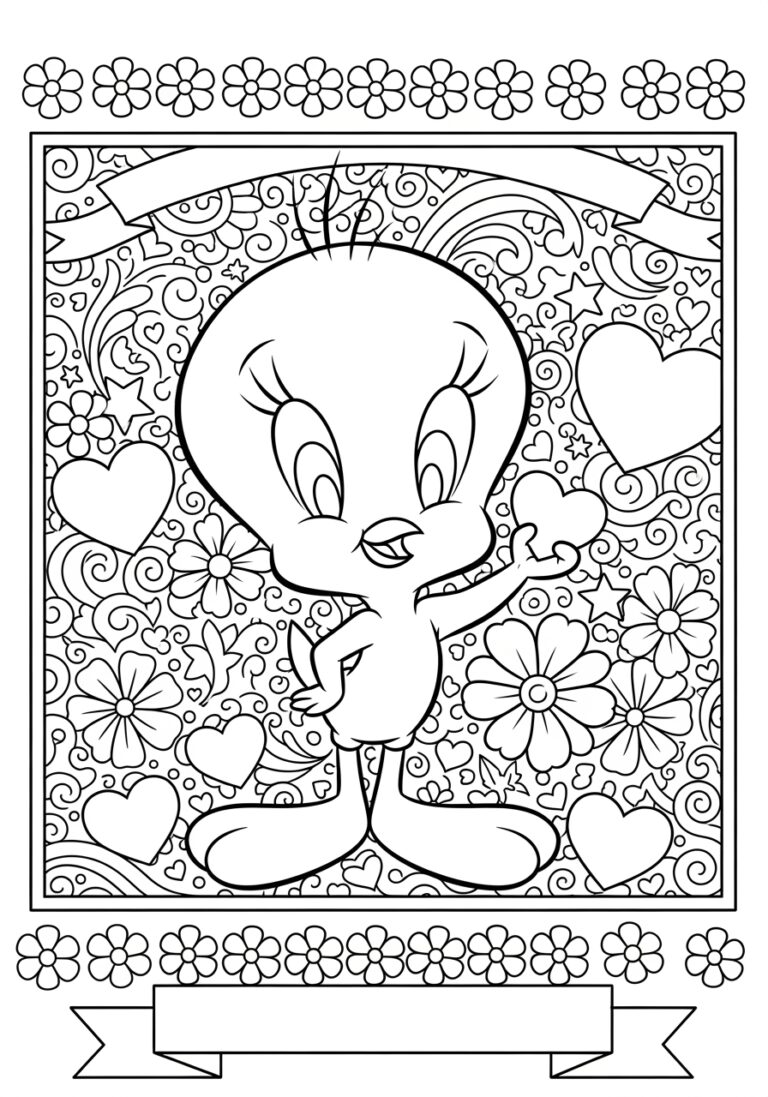 Valentine’s Day Tweety Coloring Page