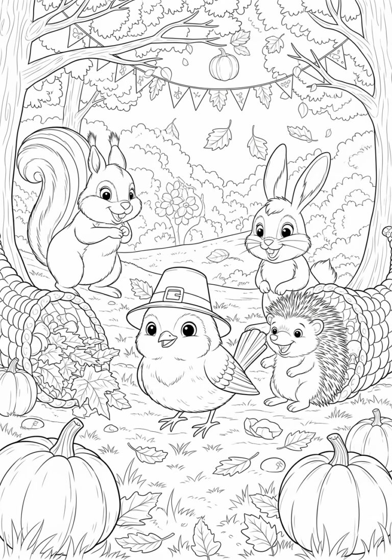 Tweety and Friends Thanksgiving Coloring Page