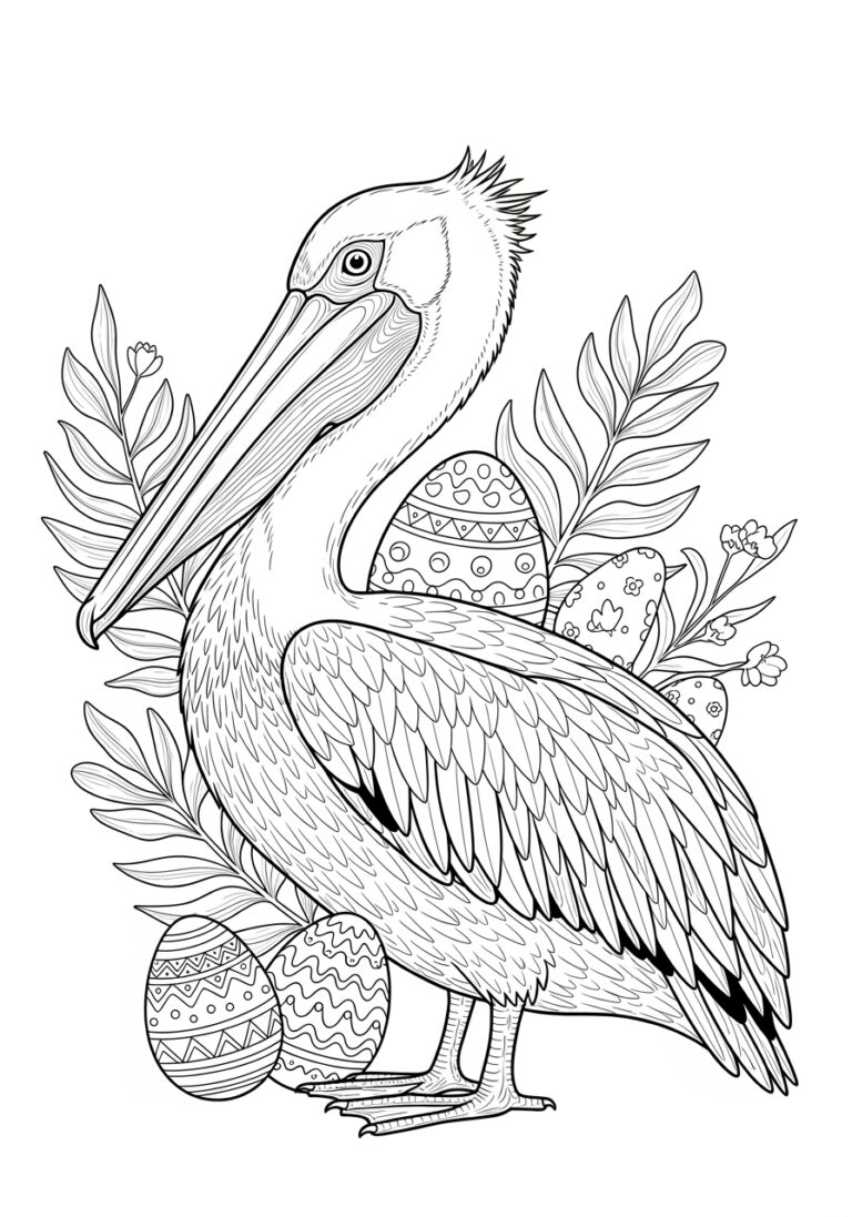 Easter Pelican Coloring Page